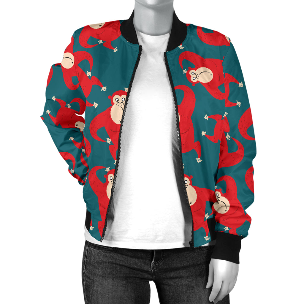 Chimpanzee Pattern Print Design 04 Women's Bomber Jacket