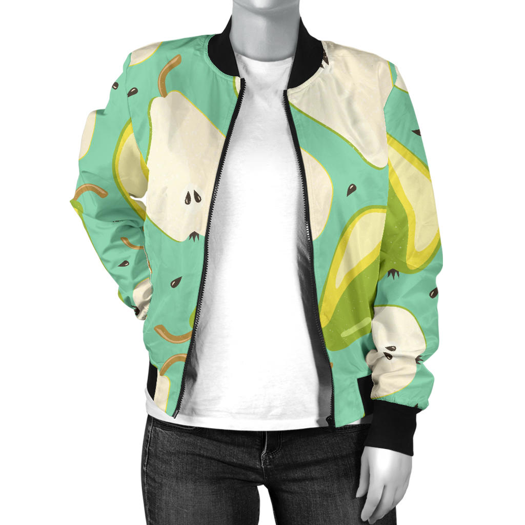 Pear Pattern Print Design PE04 Women Bomber Jacket