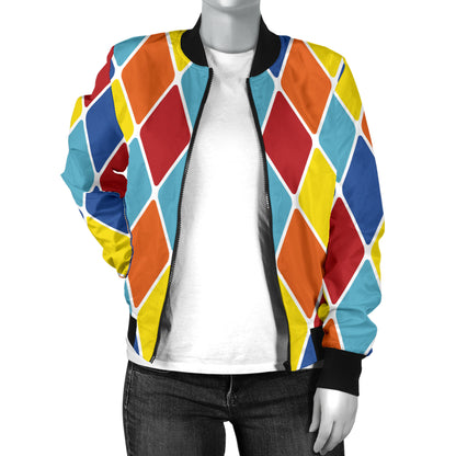 Harlequin Pattern Print Design 01 Women's Bomber Jacket