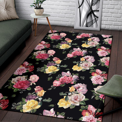 Rose Pattern Print Design RO010 Area Rugs