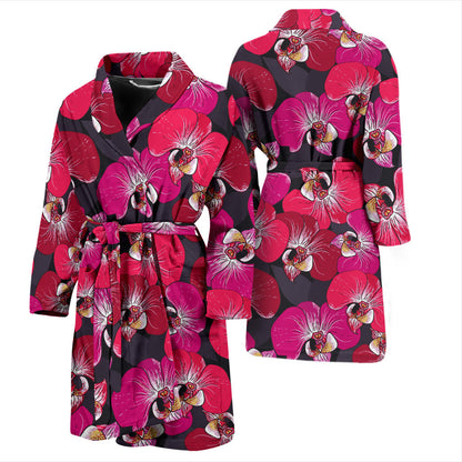 Orchid Red Pattern Print Design OR05 Men Bathrobe