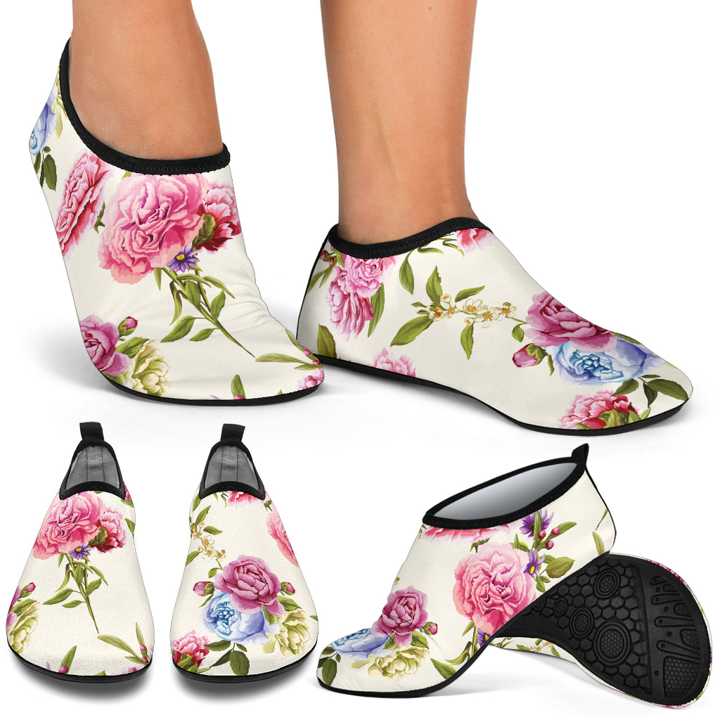 Carnations Pattern Print Design CN02 Aqua Water Shoes
