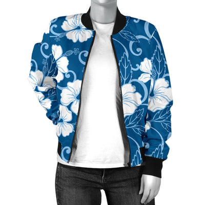 Hibiscus Pattern Print Design HB03 Women Bomber Jacket