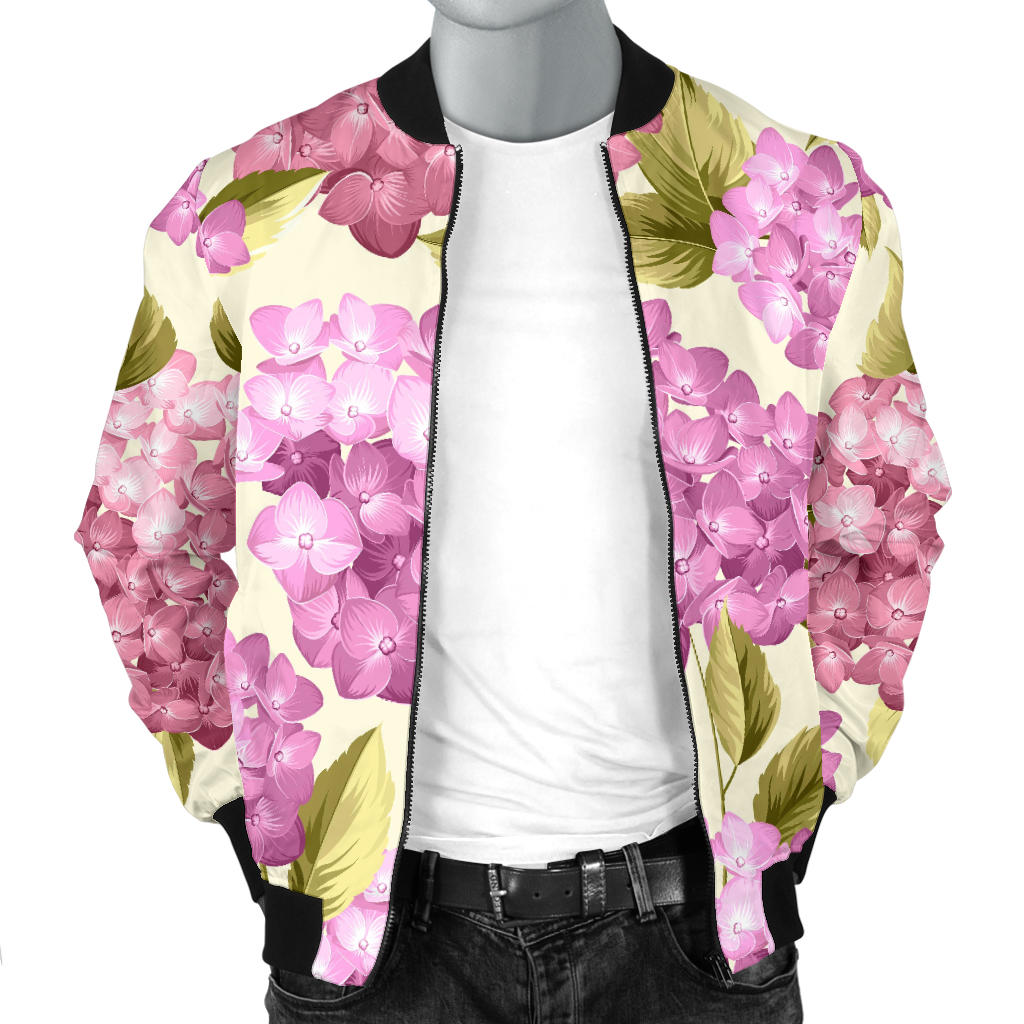 Hydrangea Pattern Print Design HD05 Men Bomber Jacket