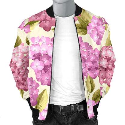 Hydrangea Pattern Print Design HD05 Men Bomber Jacket