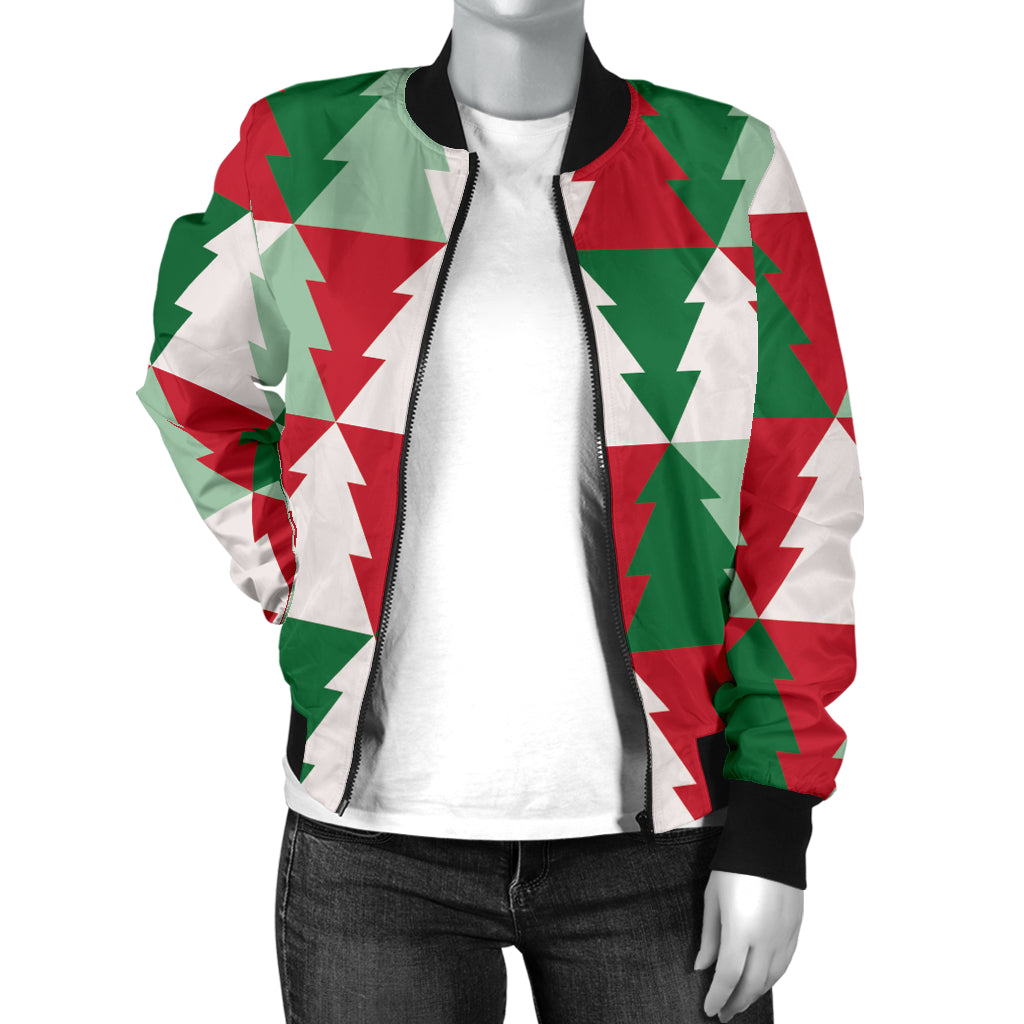 Christmas Tree Pattern Print Design 01 Women's Bomber Jacket