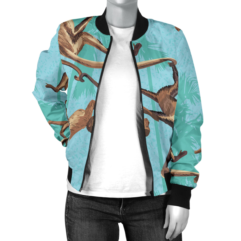 Monkey Pattern Print Design 04 Women's Bomber Jacket