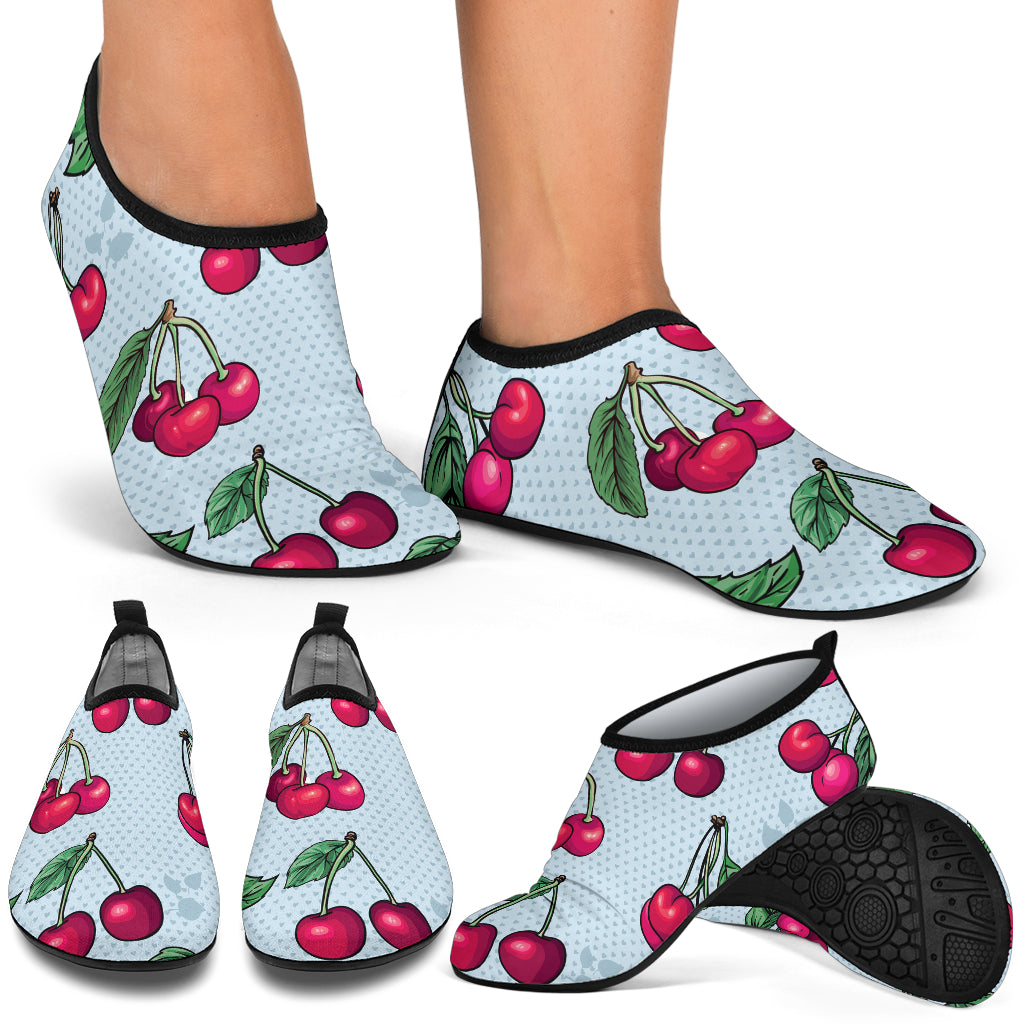 Cherry Pattern Print Design CH01 Aqua Water Shoes