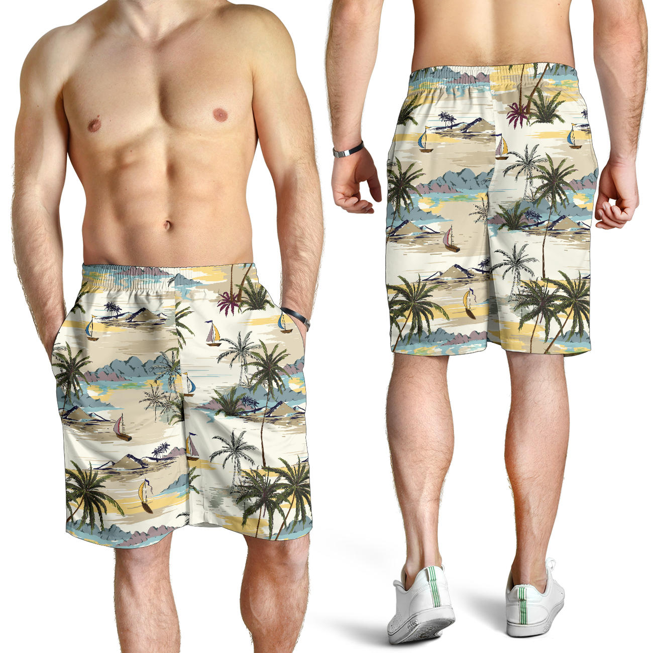 Palm Tree Beach Print Mens Shorts