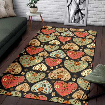 Heart Boho Pattern Print Design HE04 Area Rugs