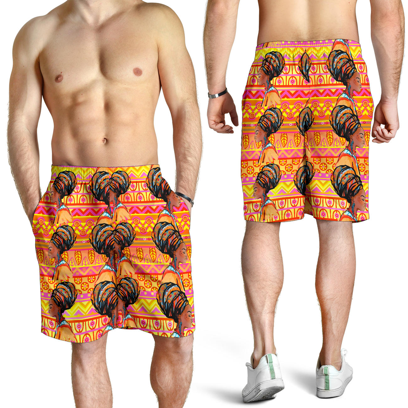 African Girl Aztec Mens Shorts