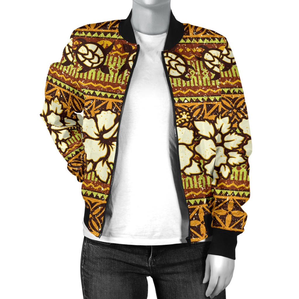 Hawaiian Themed Pattern Print Design H015 Women Bomber Jacket