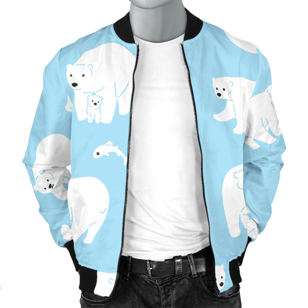 Polar Bear Pattern Print Design PB01 Men Bomber Jacket