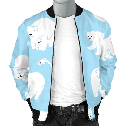 Polar Bear Pattern Print Design PB01 Men Bomber Jacket