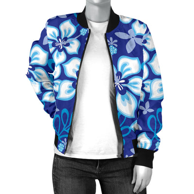 Hibiscus Pattern Print Design HB04 Women Bomber Jacket