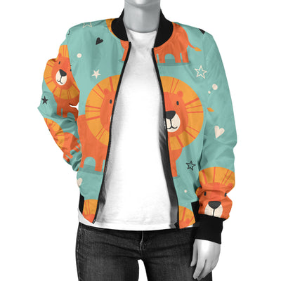 Lion Baby Pattern Print Design 03 Women's Bomber Jacket