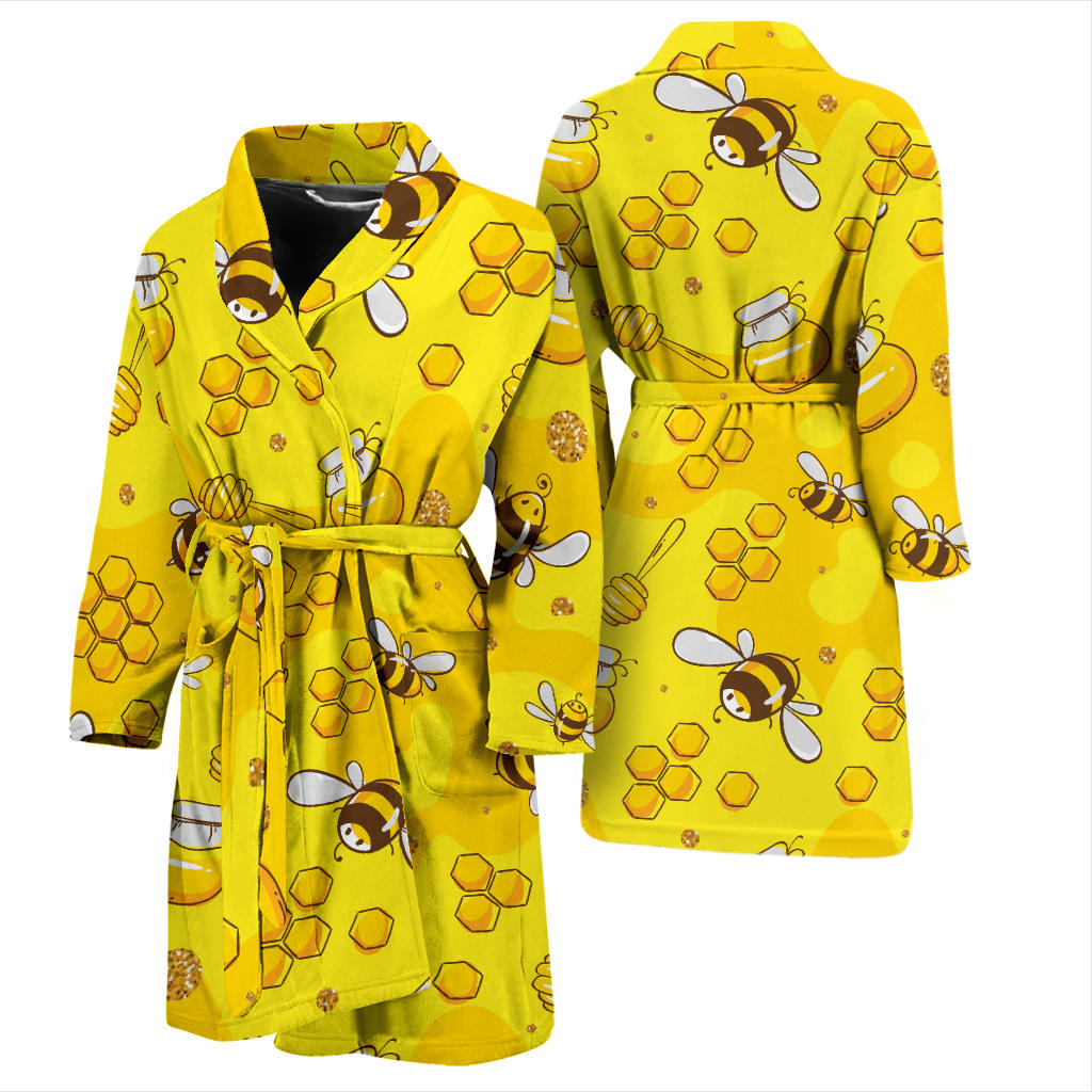 Bee Pattern Print Design BEE01 Men Bathrobe