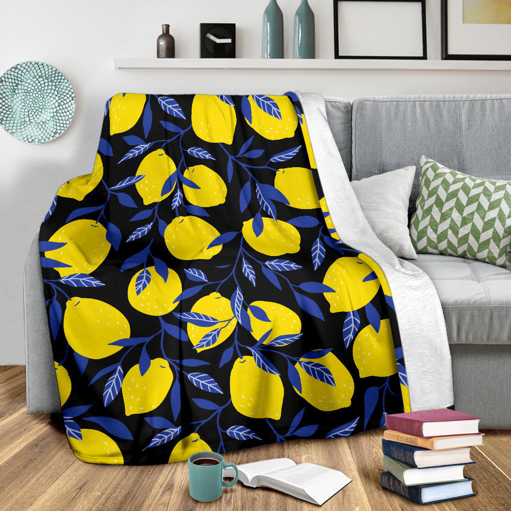 Lemon Pattern Print Design LM01 Fleece Blanket