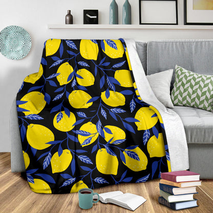 Lemon Pattern Print Design LM01 Fleece Blanket