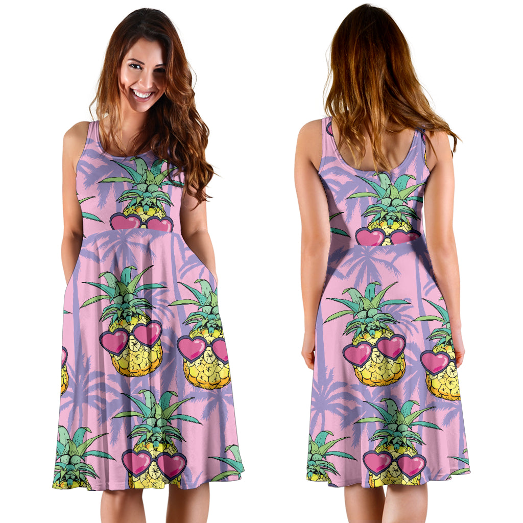 Pineapple Pattern Print Design PP06 Midi Dress