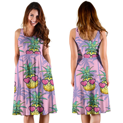 Pineapple Pattern Print Design PP06 Midi Dress