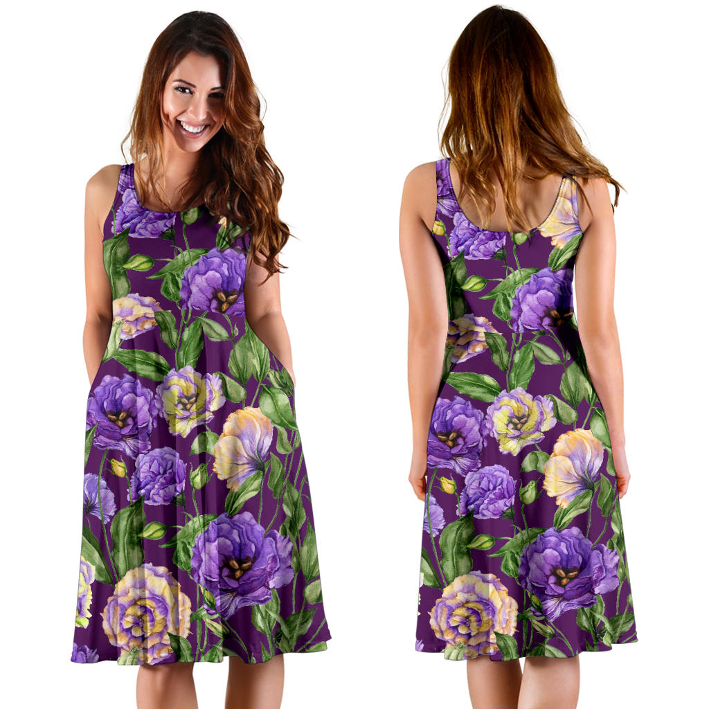 Lisianthus Pattern Print Design LT03 Midi Dress