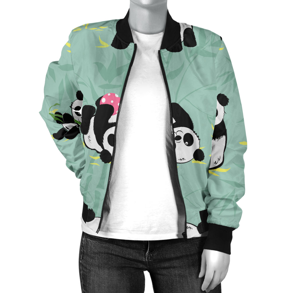 Panda Pattern Print Design A05 Women's Bomber Jacket