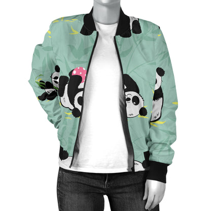 Panda Pattern Print Design A05 Women's Bomber Jacket