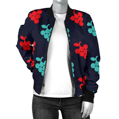 Grape Pattern Print Design GP07 Women Bomber Jacket
