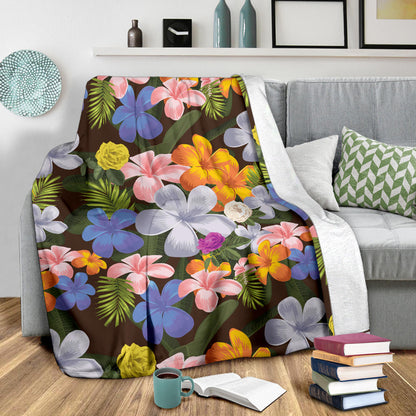 Plumeria Pattern Print Design PM03 Fleece Blanket