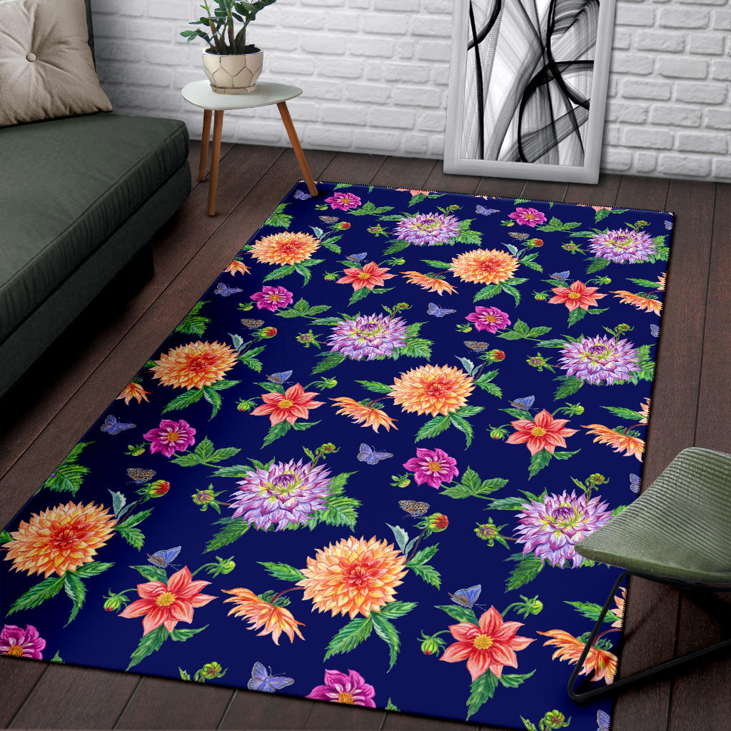Dahlia Pattern Print Design DH010 Area Rugs