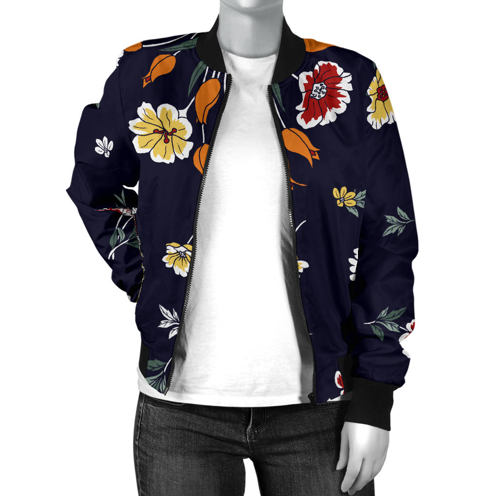Summer Floral Pattern Print Design SF01 Women Bomber Jacket