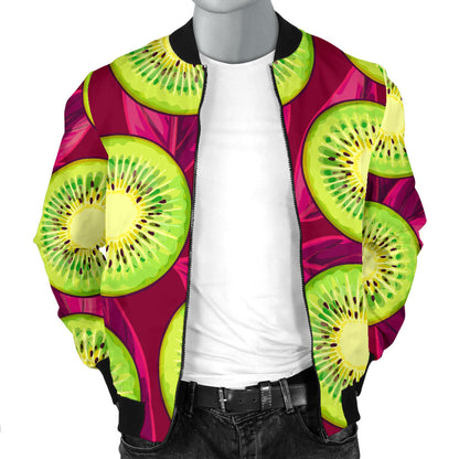 Kiwi Pattern Print Design KW05 Men Bomber Jacket