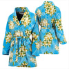 Yellow Plumeria Design Print Pattern Women Bathrobe