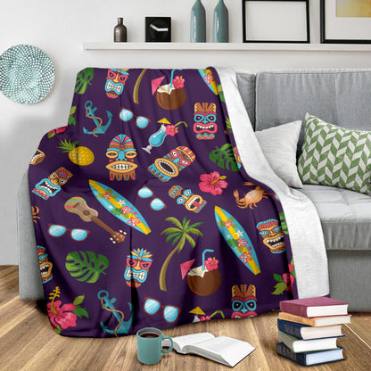 Hawaiian Themed Pattern Print Design H024 Fleece Blanket