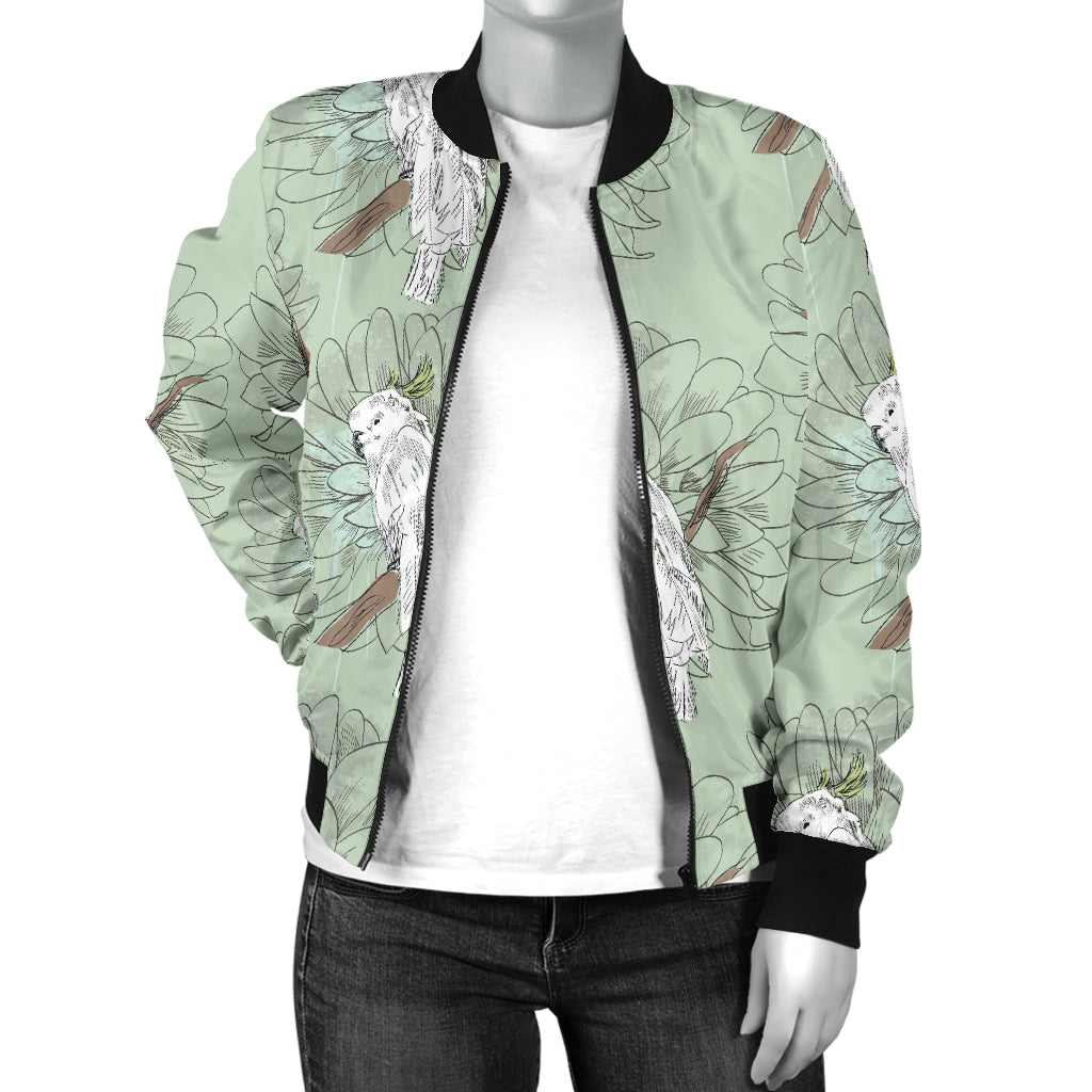 Cockatiel Pattern Print Design 01 Women's Bomber Jacket