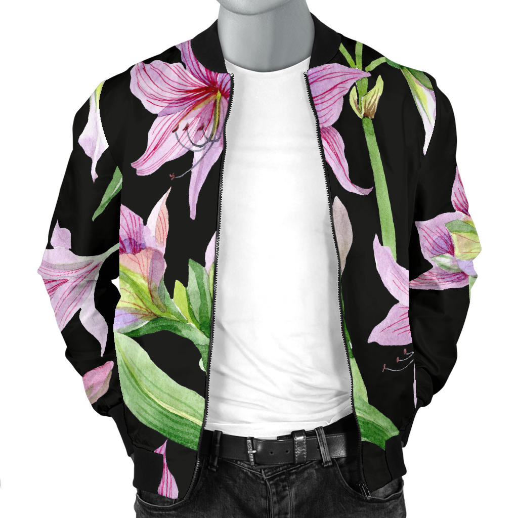 Amaryllis Pattern Print Design AL08 Men Bomber Jacket
