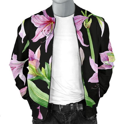 Amaryllis Pattern Print Design AL08 Men Bomber Jacket