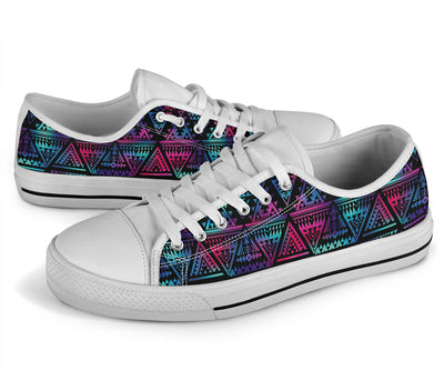 Tribal aztec Dark Multicolor White Bottom Low Top Shoes