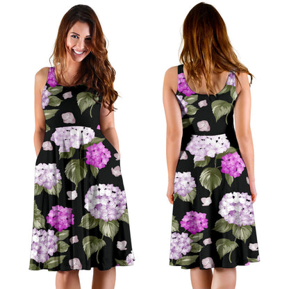 Hydrangea Pattern Print Design HD011 Midi Dress