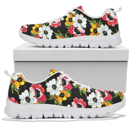 Anemone Pattern Print Design AM07 Sneakers White Bottom Shoes