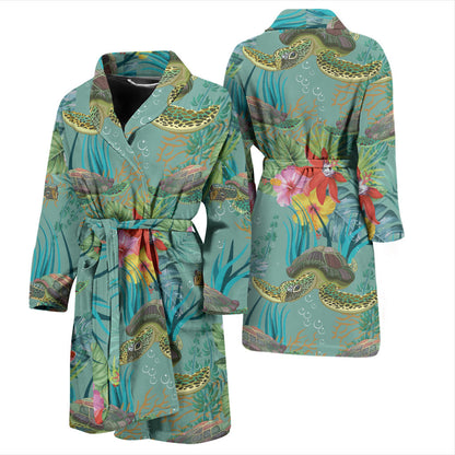 Sea Turtle Pattern Print Design T012 Men Bathrobe