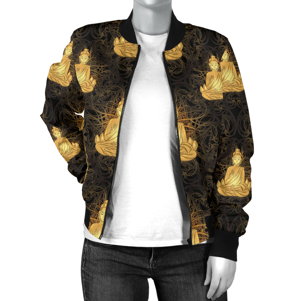 Buddha Pattern Print Design 02 Women's Bomber Jacket