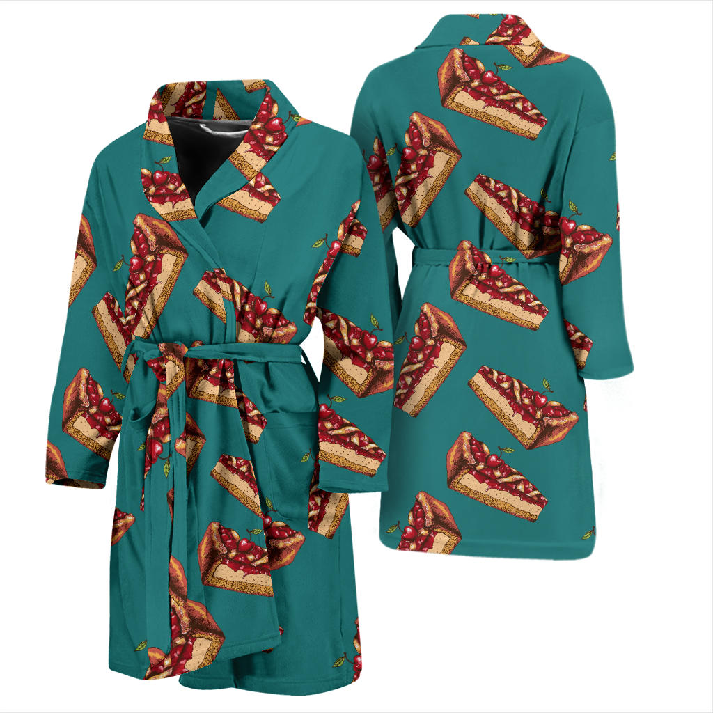 Cheesecake Cherry Pattern Print Design CK03 Men Bathrobe