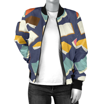 Book Pattern Print Design 01 Women's Bomber Jacket
