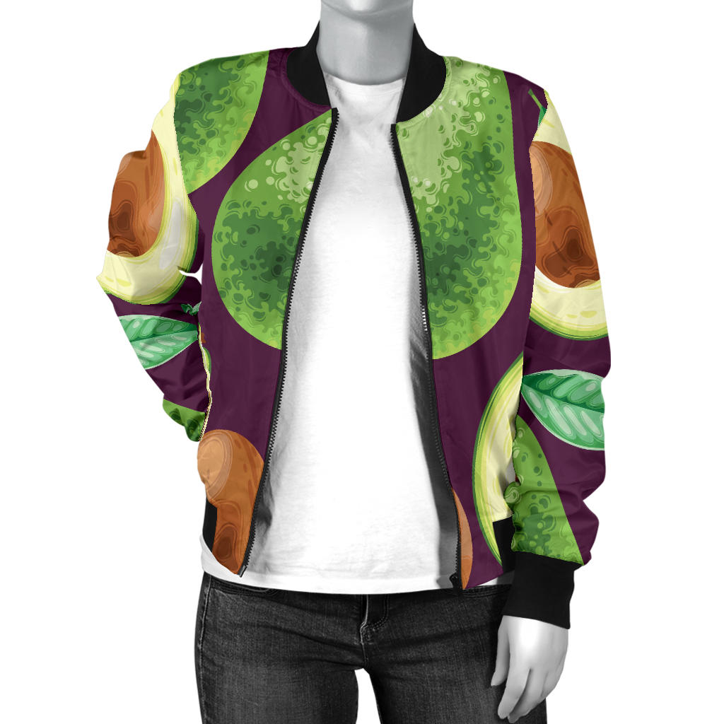 Avocado Pattern Print Design AC08 Women Bomber Jacket