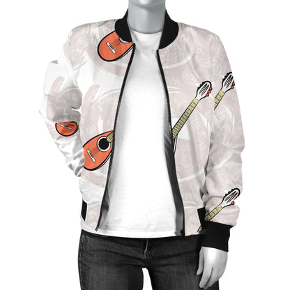 Mandolin Pattern Print Design 03 Women's Bomber Jacket