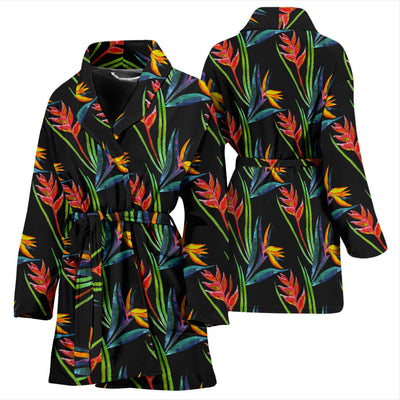 Heliconia Pattern Print Design HL04 Women Bathrobe