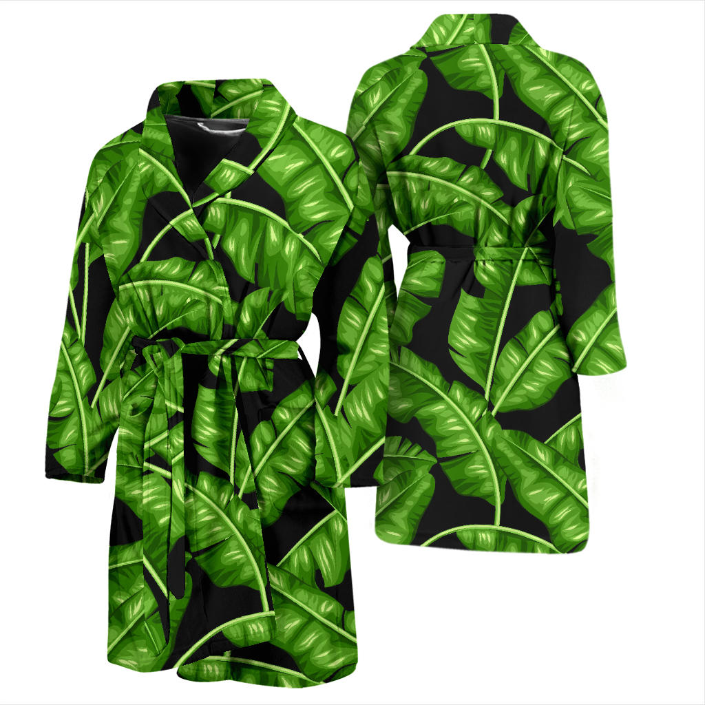 Banana Leaf Pattern Print Design BL01 Men Bathrobe