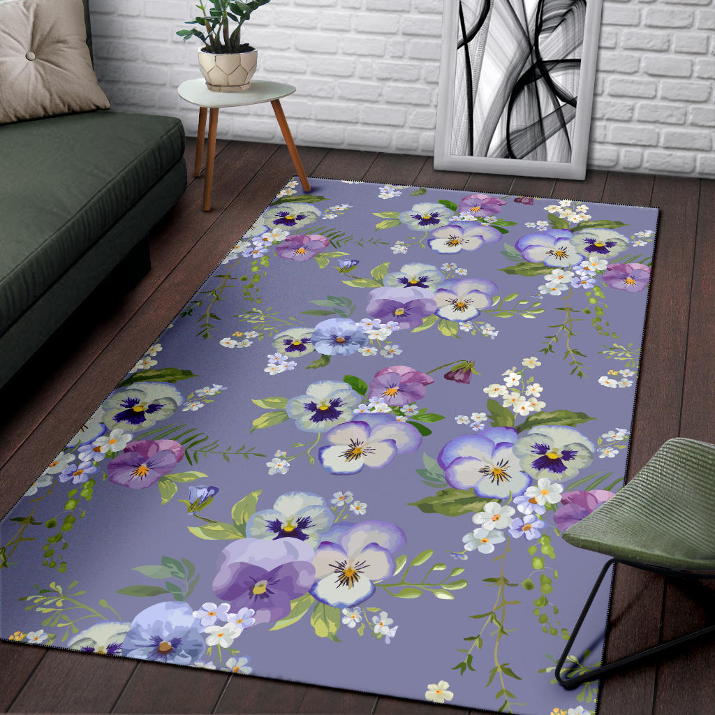 Pansy Pattern Print Design PS05 Area Rugs